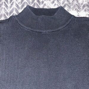 Mock Neck Ribbed Sweater - Black Medium Petite